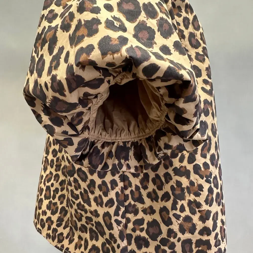 Abercrombie‎ & Fitch Short-Sleeve Tie-Front Top Leopard Print Size Large NWT